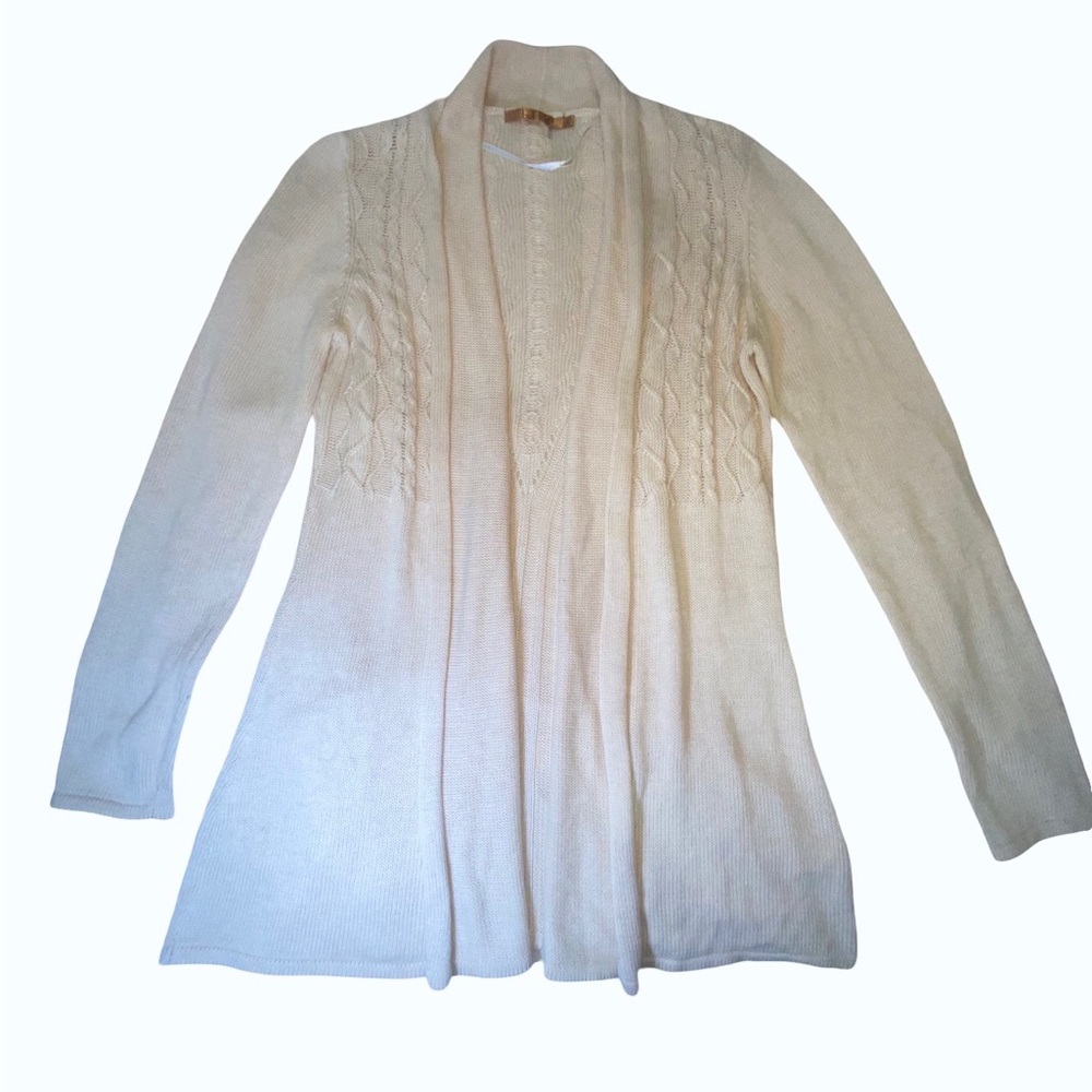 Belldini Cream Cable‎ Knit Cardigan Sweater size L